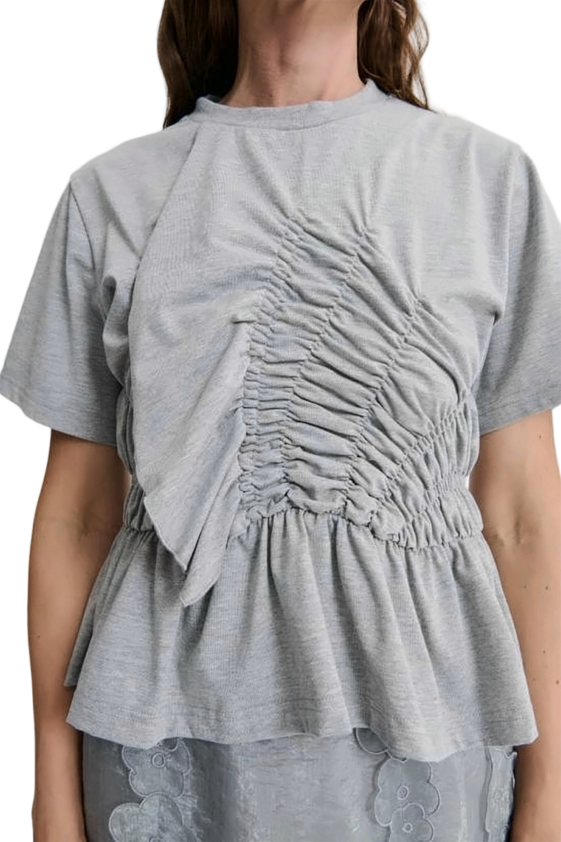 Unique Ruched Short-Sleeved Top