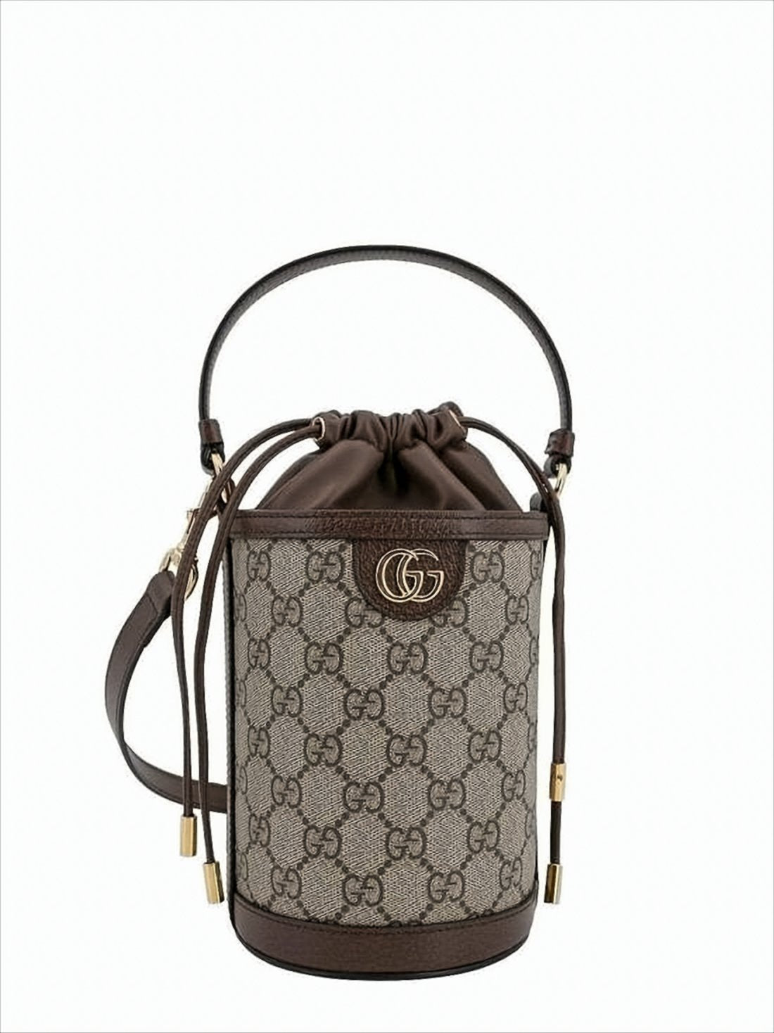 Cylindrical Monogram Canvas Bucket Bag