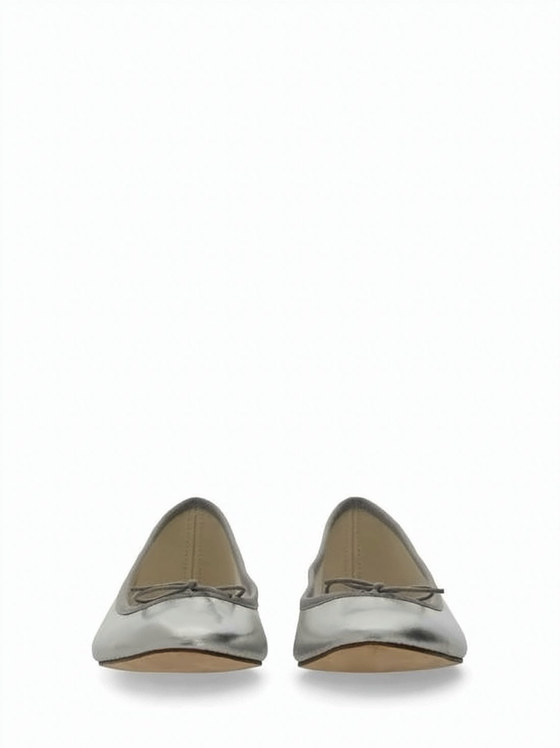 Metallic Silver Calf Leather Ballet Flats