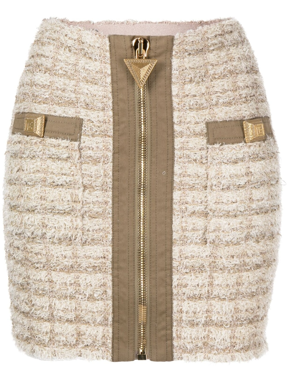 Black Short Skirt Textured Tweed Skirt