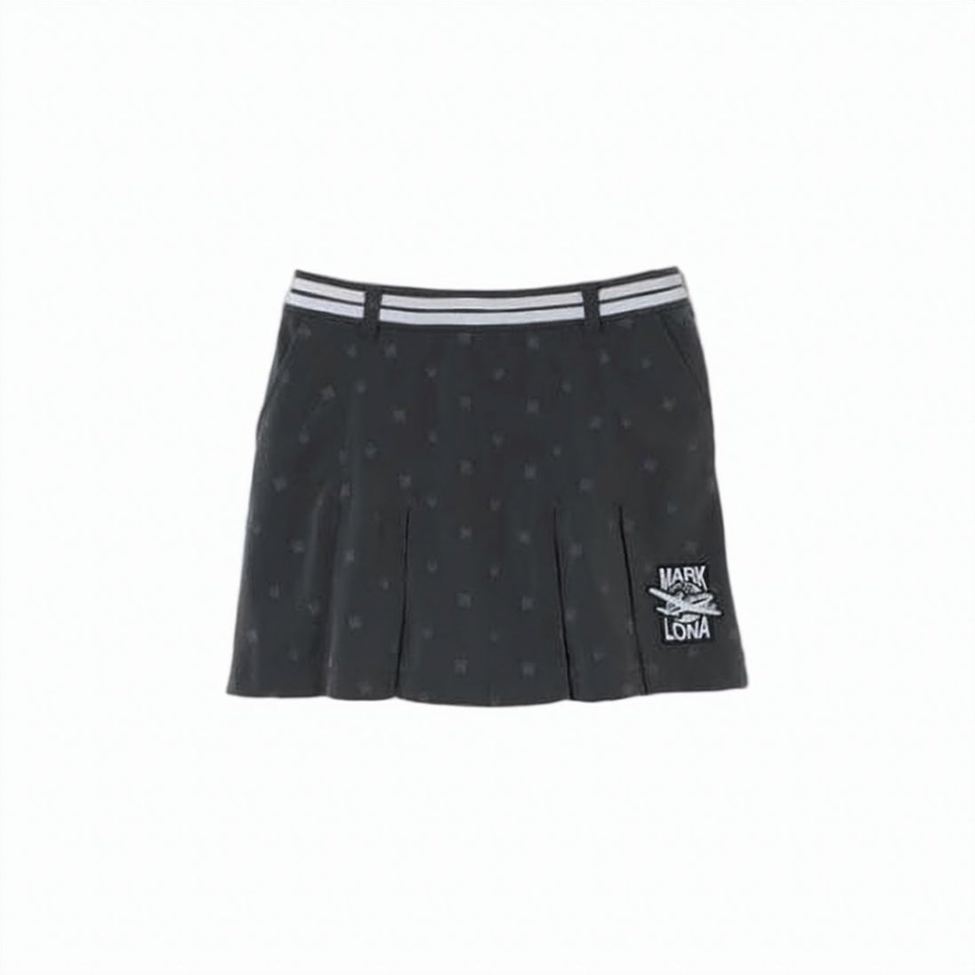 Pleated Mini Skirt with Subtle Pattern and Logo Detail