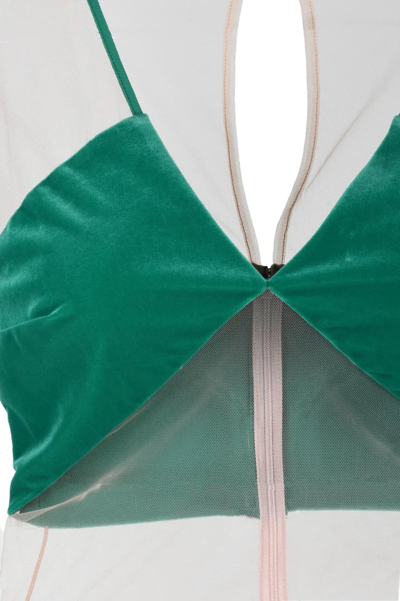 Polyester Stretch Bodysuit - Green