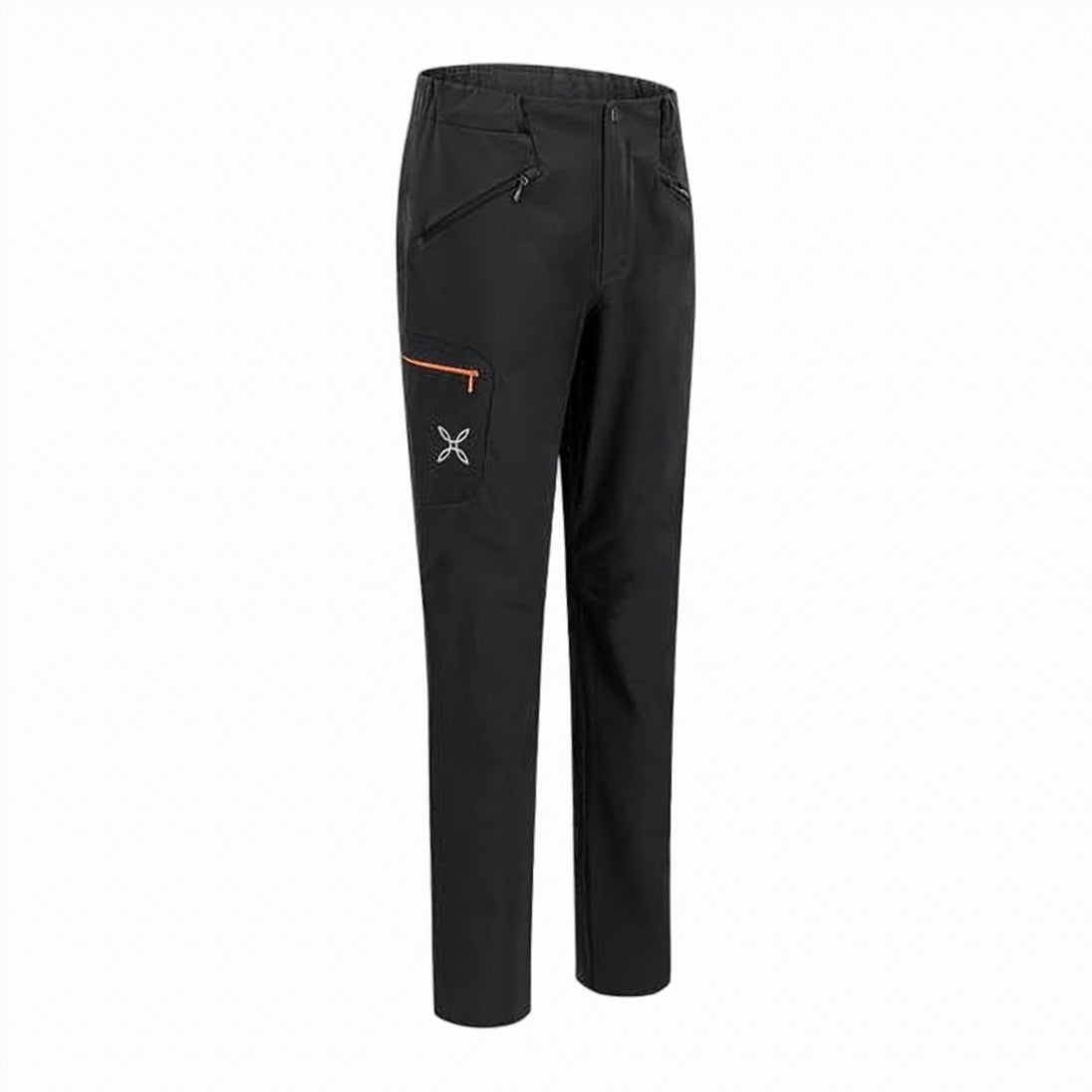 Straight-Fit Black Pants with Zippered Pocket