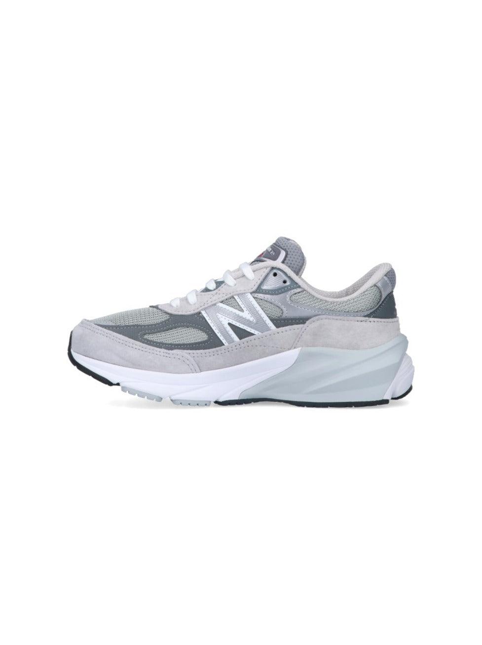 Tonal Grey Leather And Mesh Sneakers