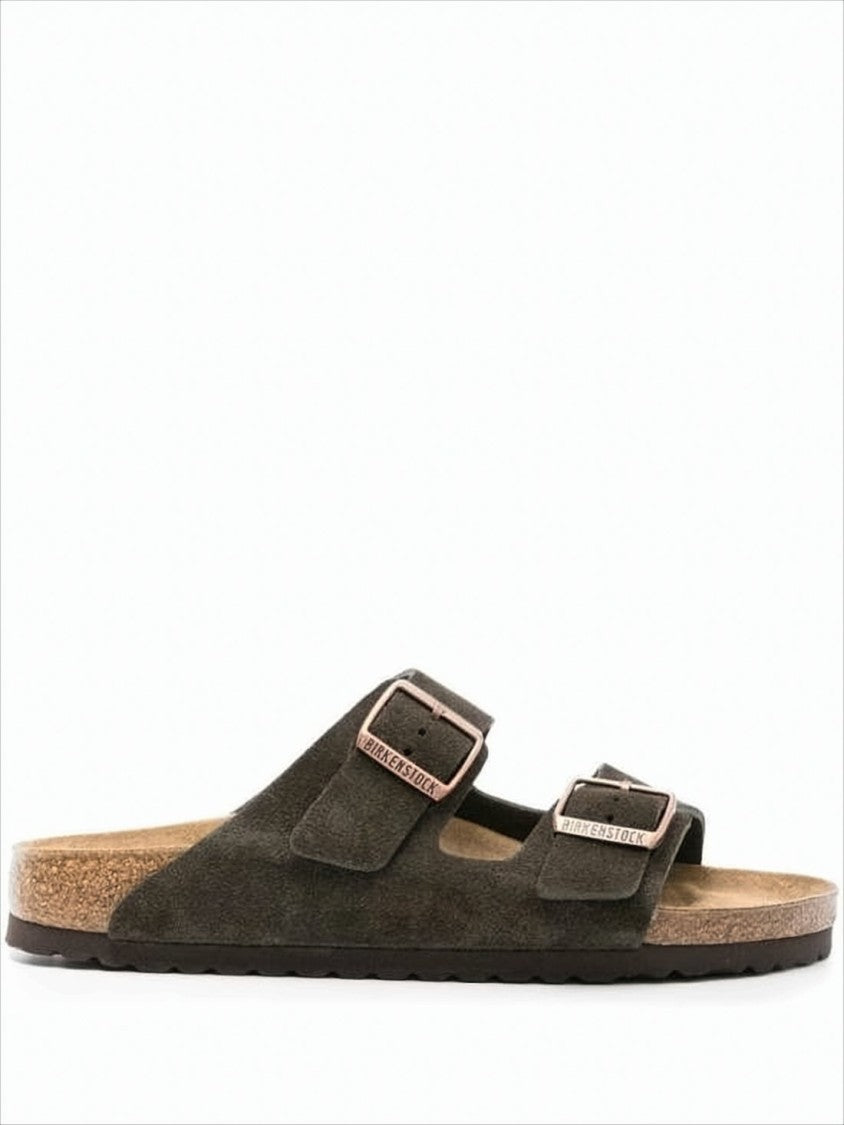 Brown Leather Mule Sandal with Adjustable Buckles