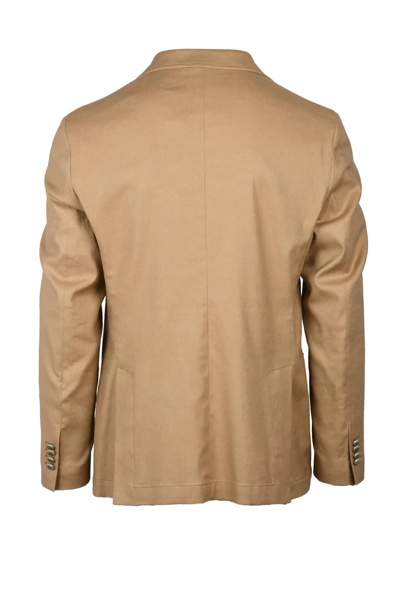 Double-Breasted Jacket Linen Cotton Blend - Beige