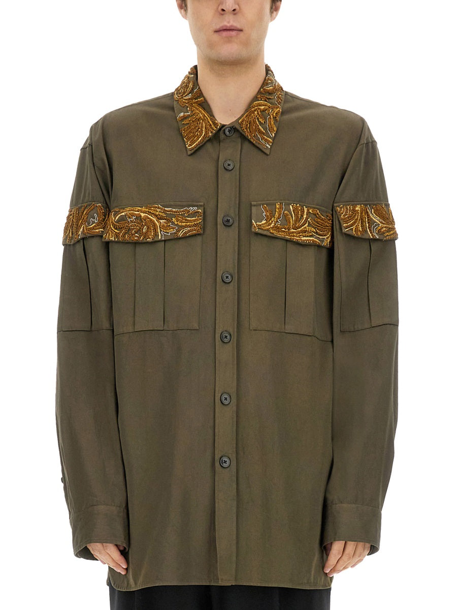 Embroidered White Cotton Shirt With Tailored Silhouette