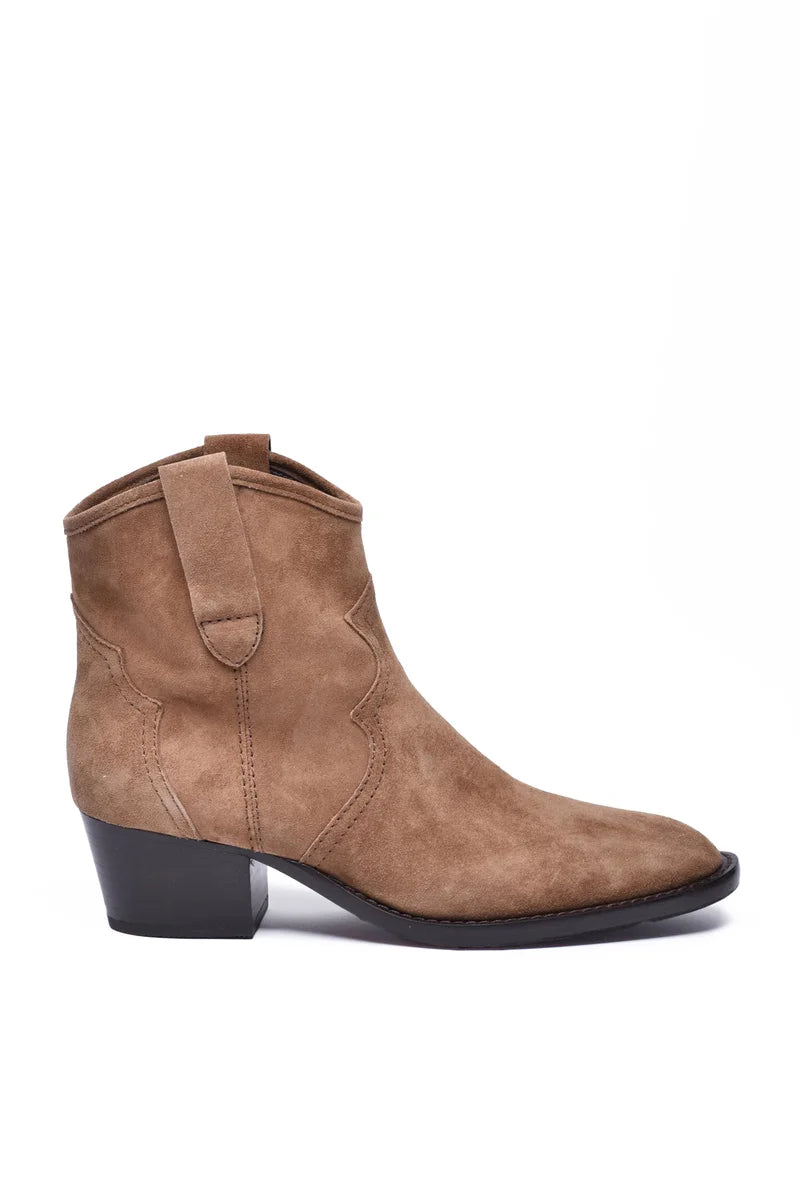 Suede Texan Ankle Boot - Brown