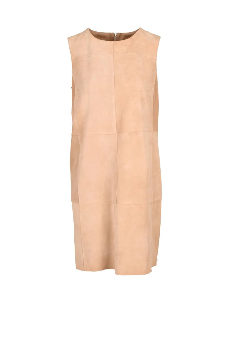 Suede Leather Dress - Beige