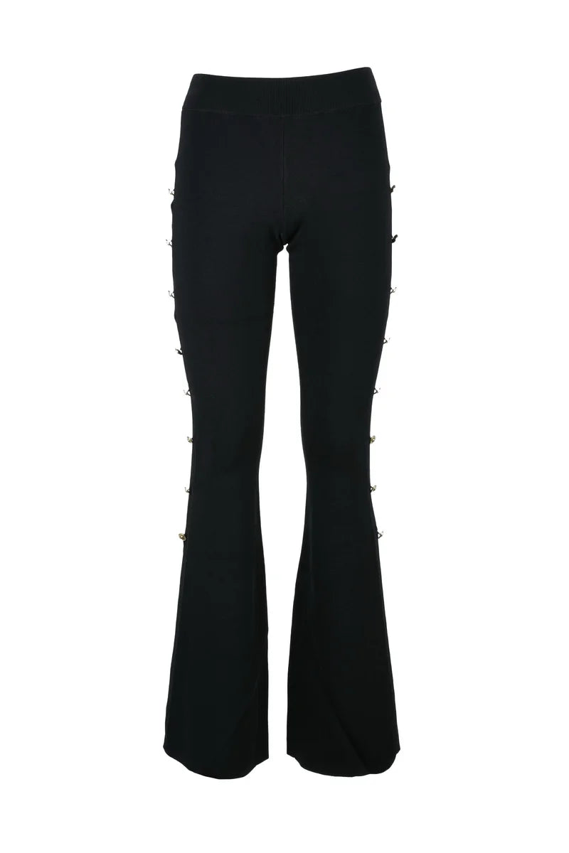 Knit Flare Pants - Black