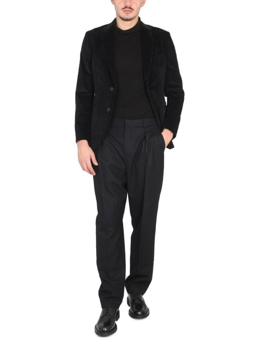 Single-Breasted Black Velvet Jacket