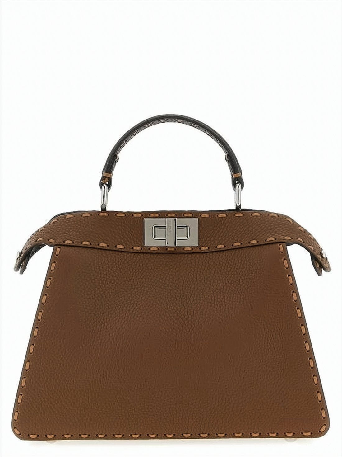 Trapezoidal Calf Leather Shoulder Bag