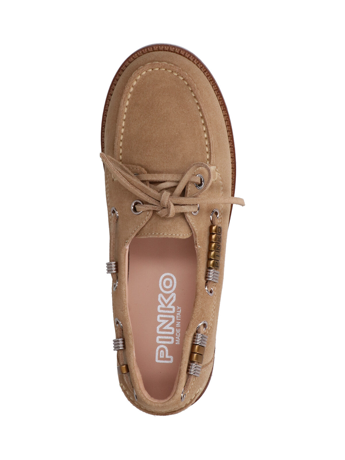 Beige Suede Lace-Up Moccasin Shoes