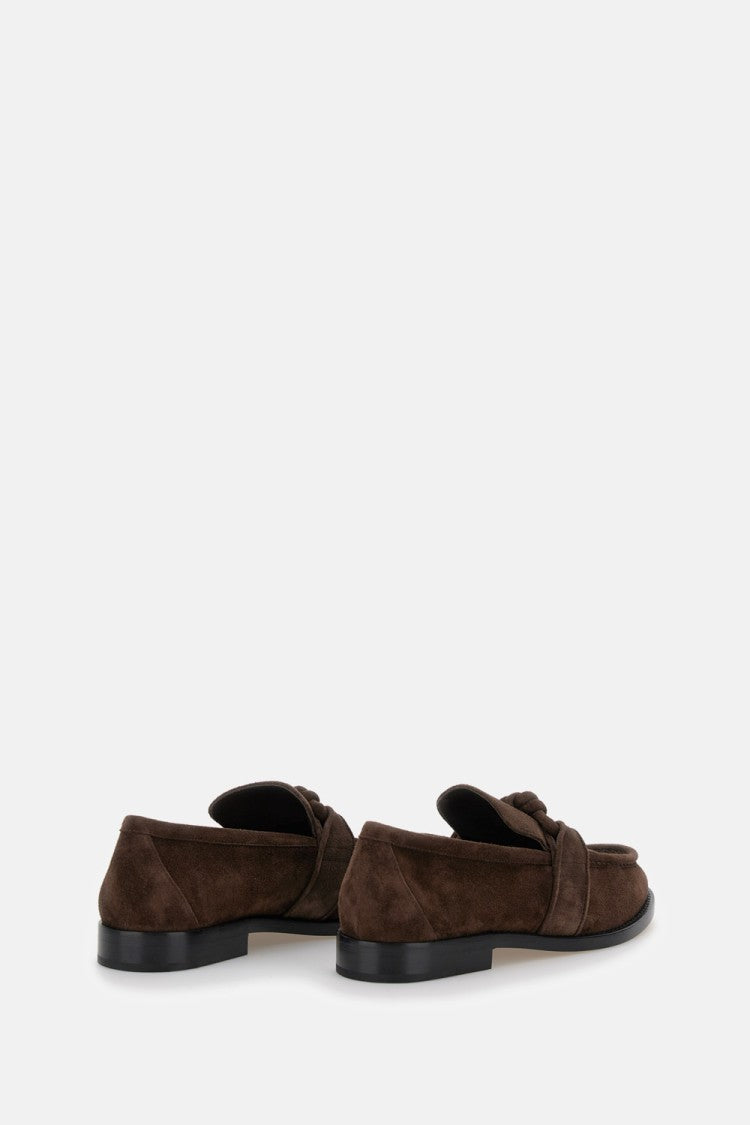 Brown Suede Moccasins With Knot Detail