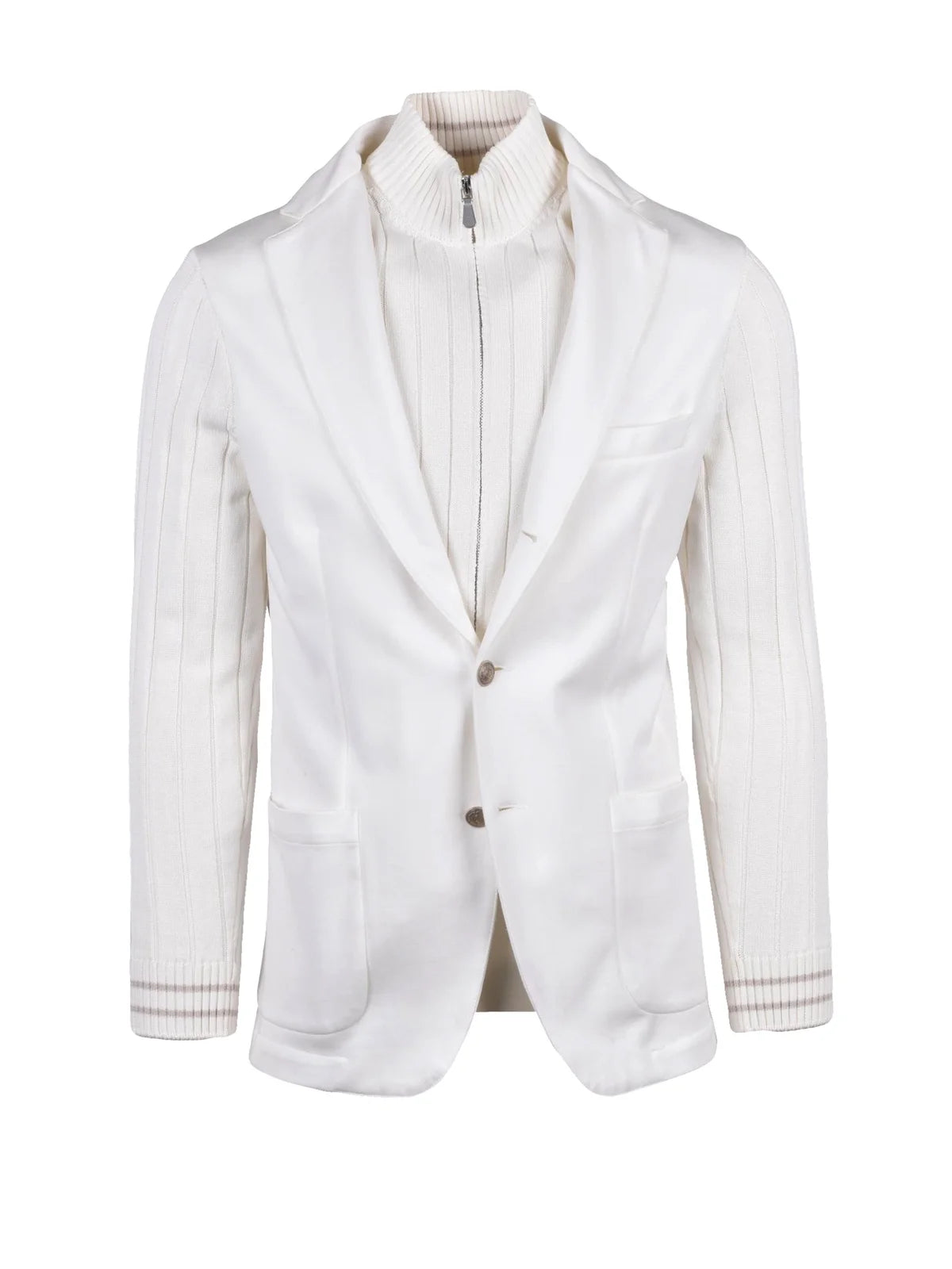White Cotton Polyester Blazer