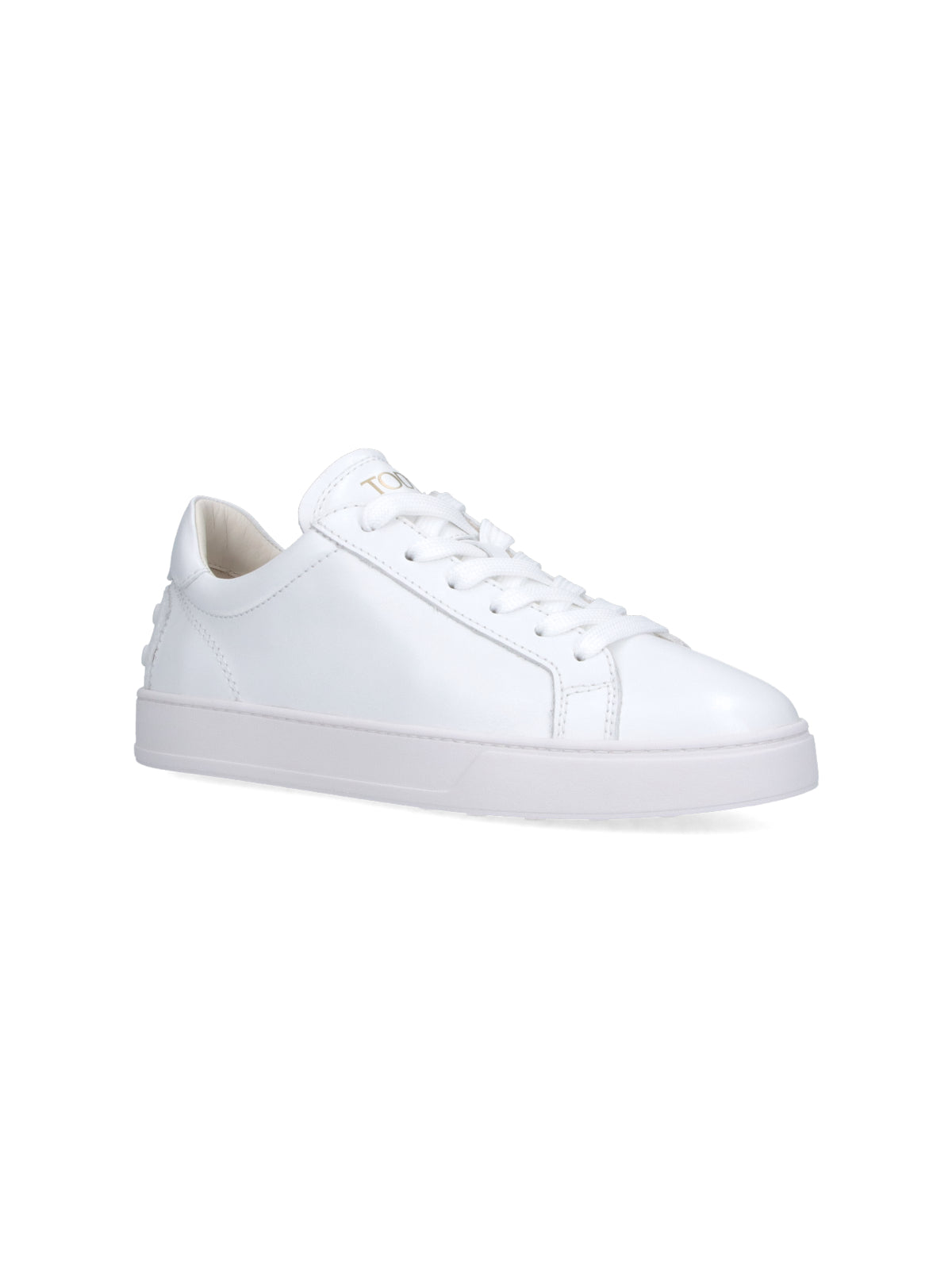 White Minimalist Studded Heel Leather Sneakers