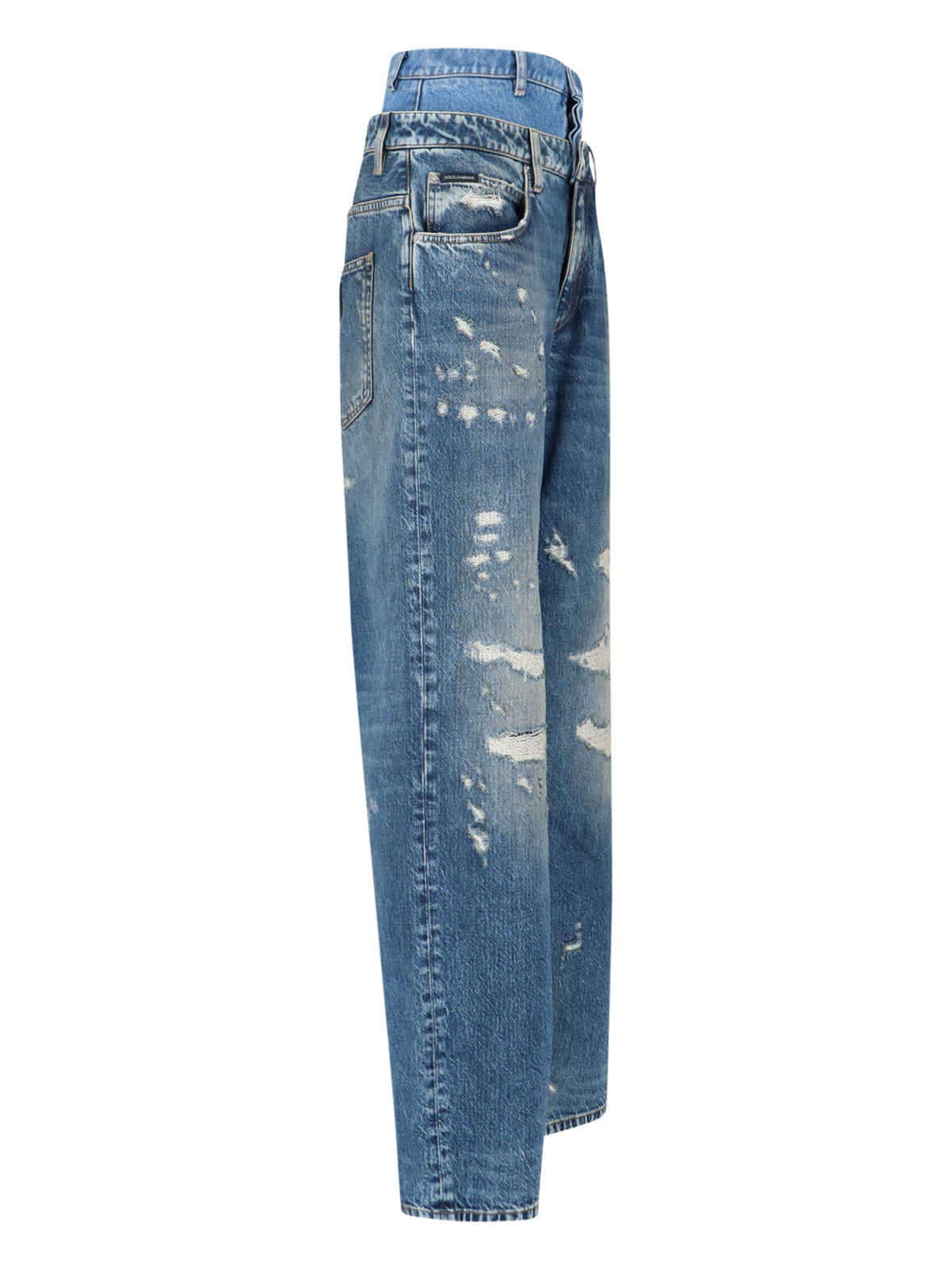 High-Waisted Wide-Leg Jeans With Distressed Detailing