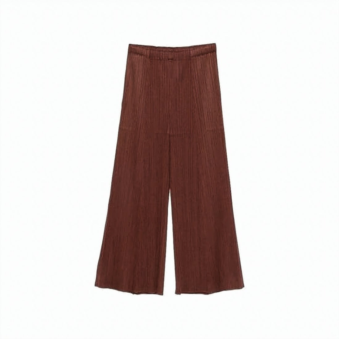 Wide-Leg Cropped Pants with Pleated Texture