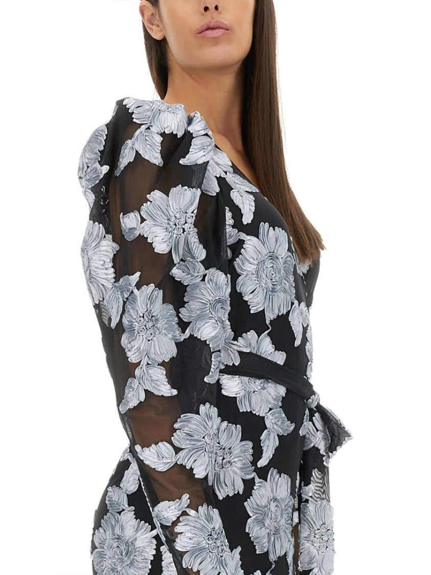 Long Floral Dress With Deep V-Neckline