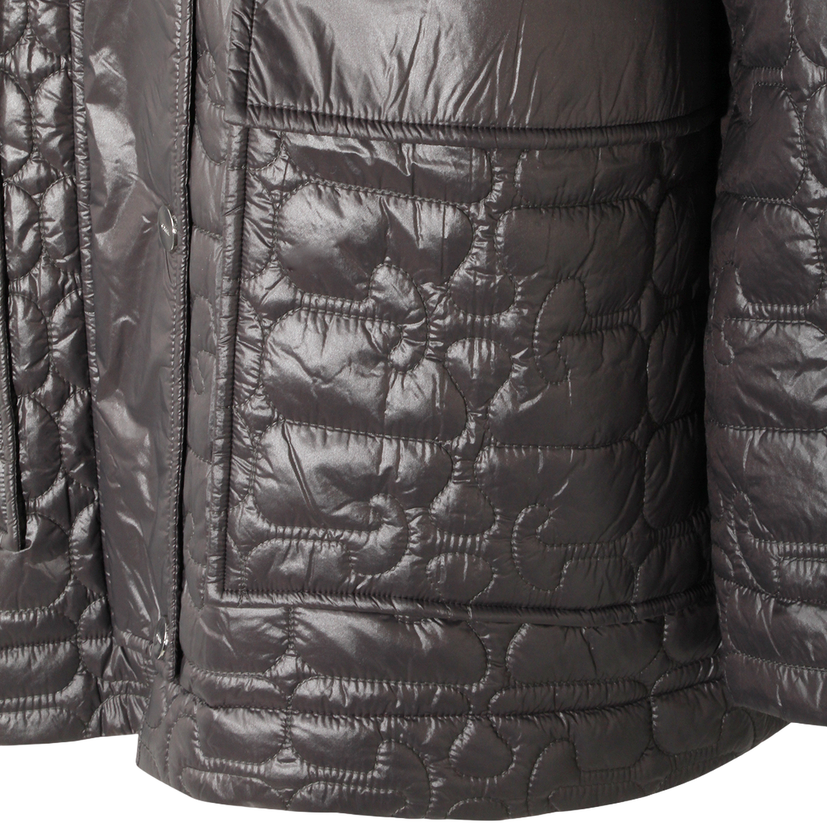 Quilted Boxy Coat with Glossy Finish