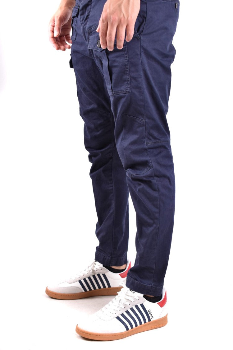 Tailored Blue Cargo Trousers With Premium Fabric Blend