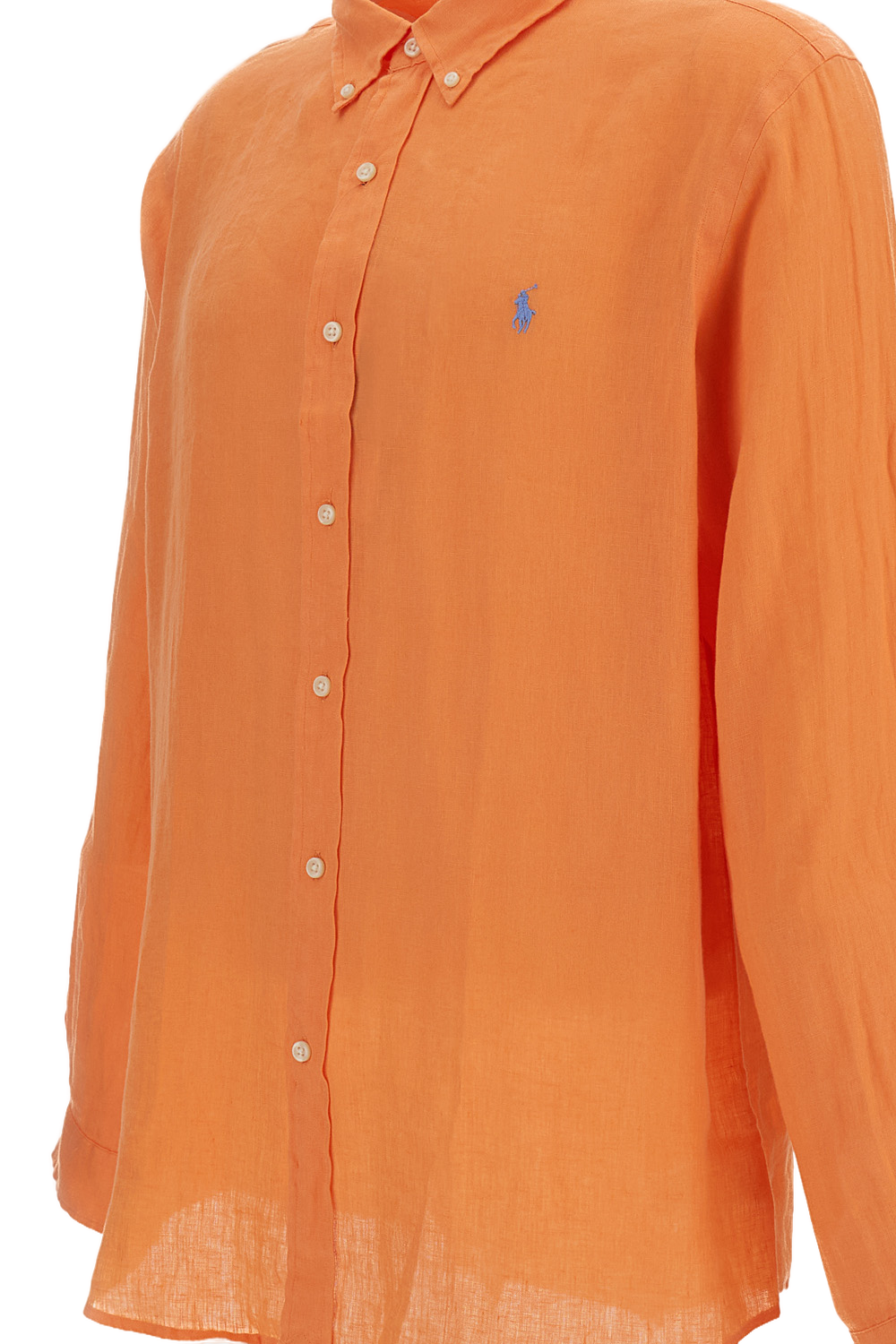 Orange Linen Button-Down Shirt