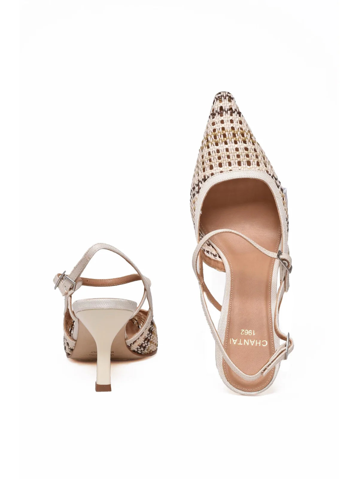White Other Fibers Rafia Pump