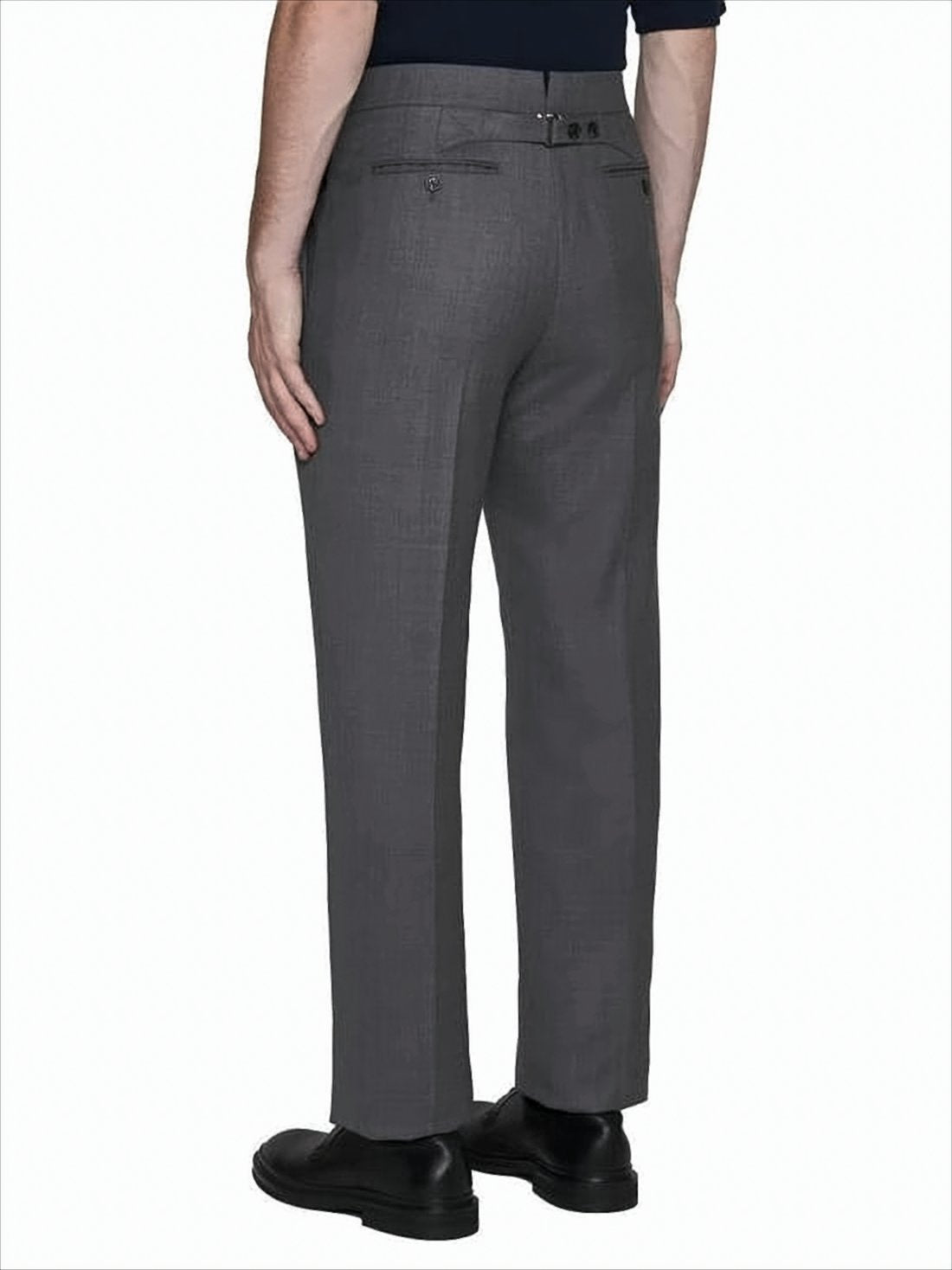 Tailored Grey Wool Straight Pants with Refined Fit