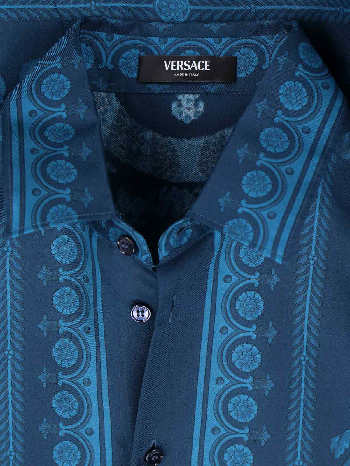 "Barocco" Silk Shirt – Blue