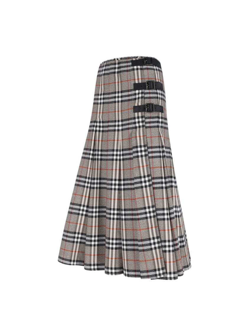 Check Midi Skirt – Brown