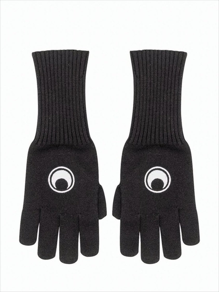 Fingerless Knitted Gloves With Circular Eye Motif
