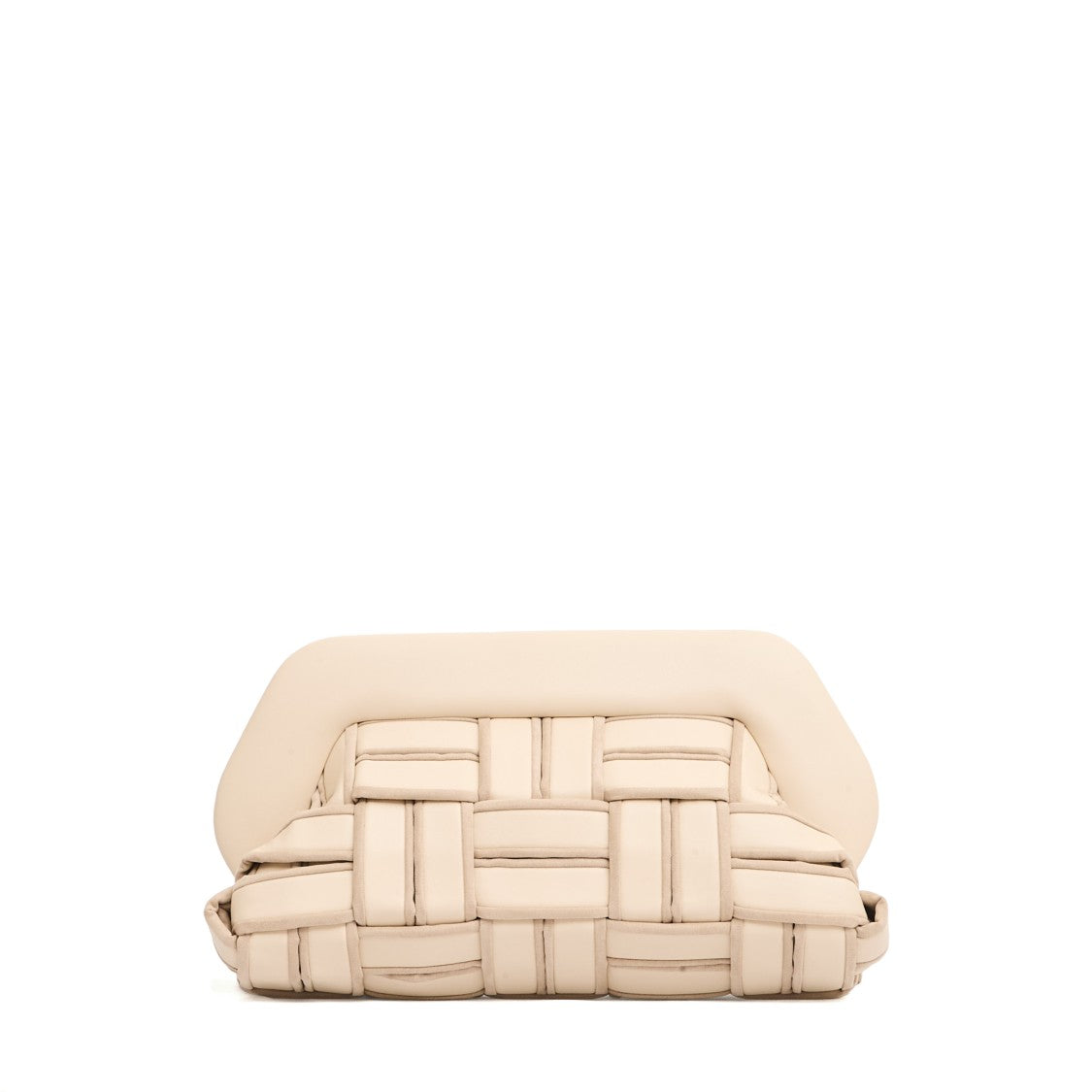 Clutch Vegan Leather Intreccio Beige Con Profili