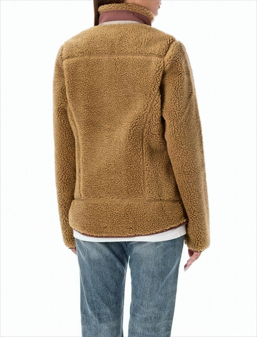 Plush Fleece Jacket With Contrasting Pocket Detail