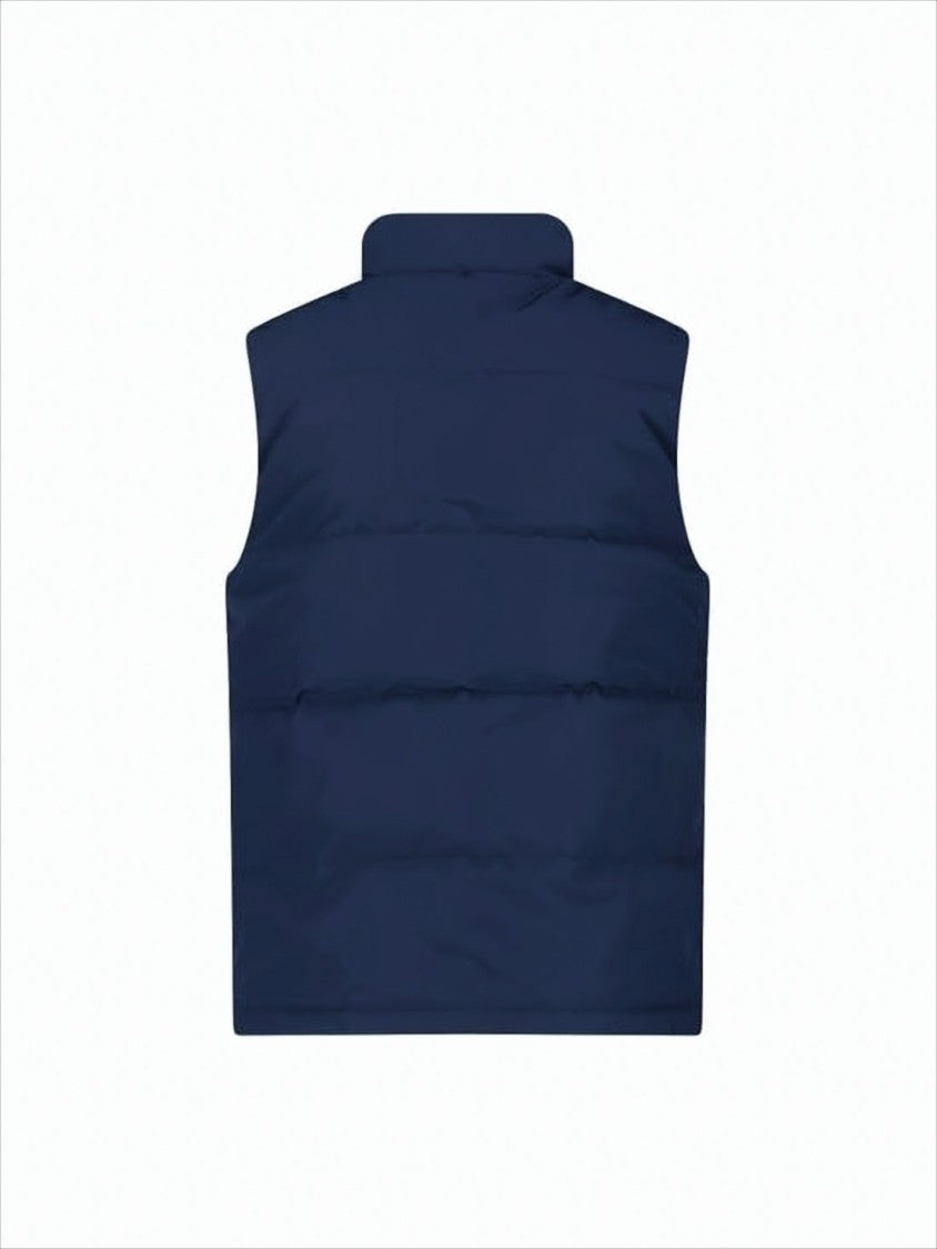 High-Collar Padded Vest with Snap Button Closure