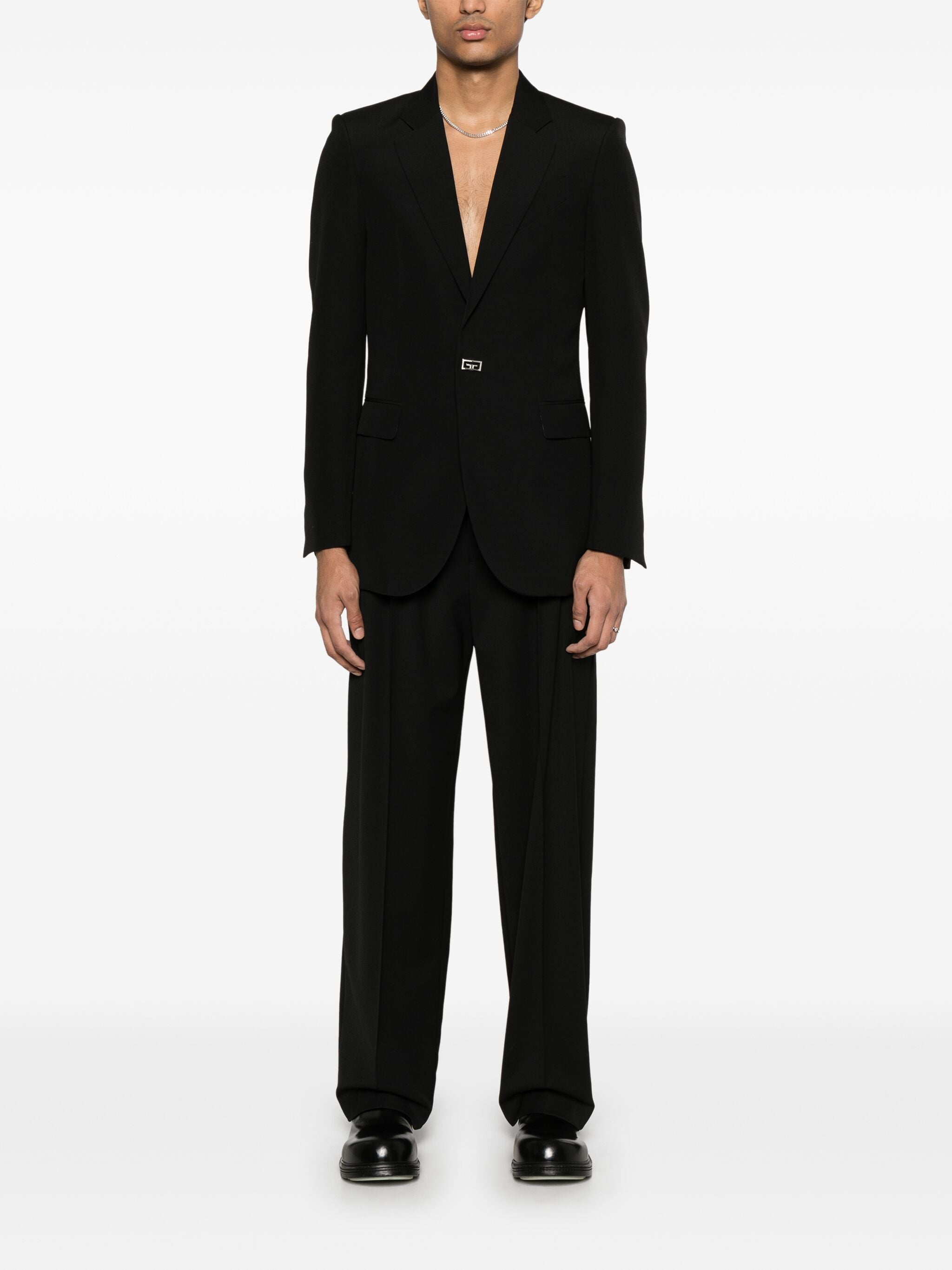 Single-Breasted Structured Technical Wool Jacket