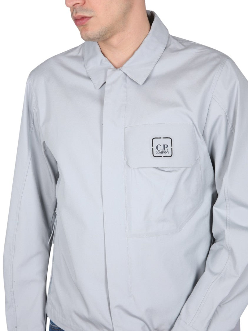 Front Zip Shirt With Classic Collar And Logo Detail