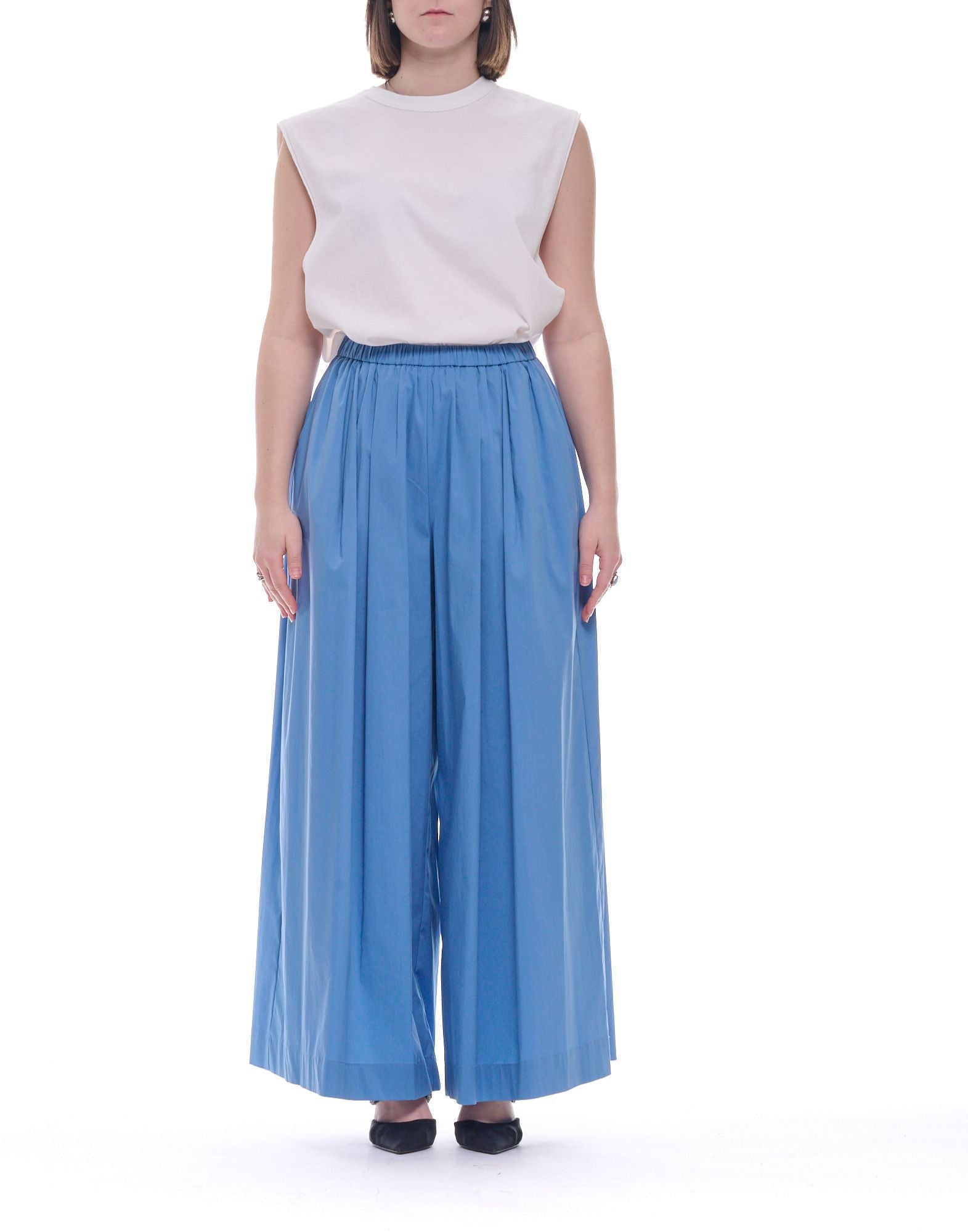 Wide Leg Cotton Blue Women’s Pants
