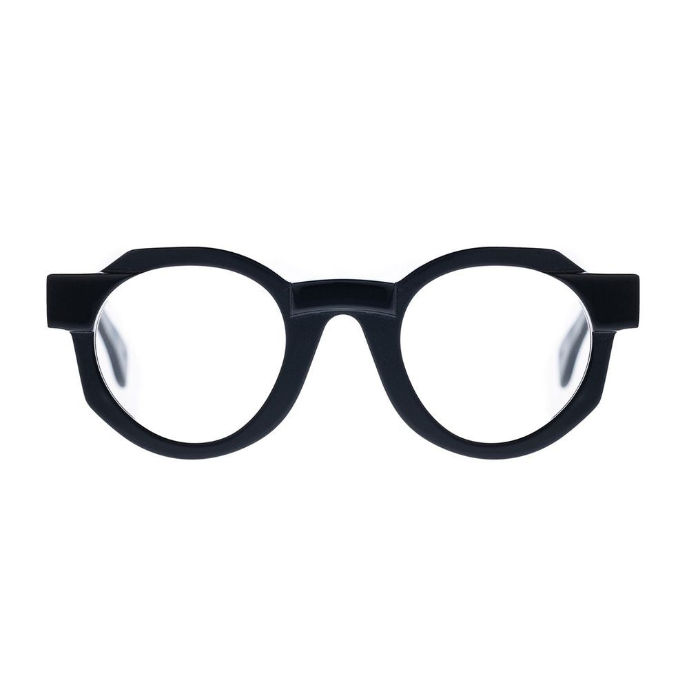 T106 Bold Round Frame Sunglasses In Black Satin Acetate