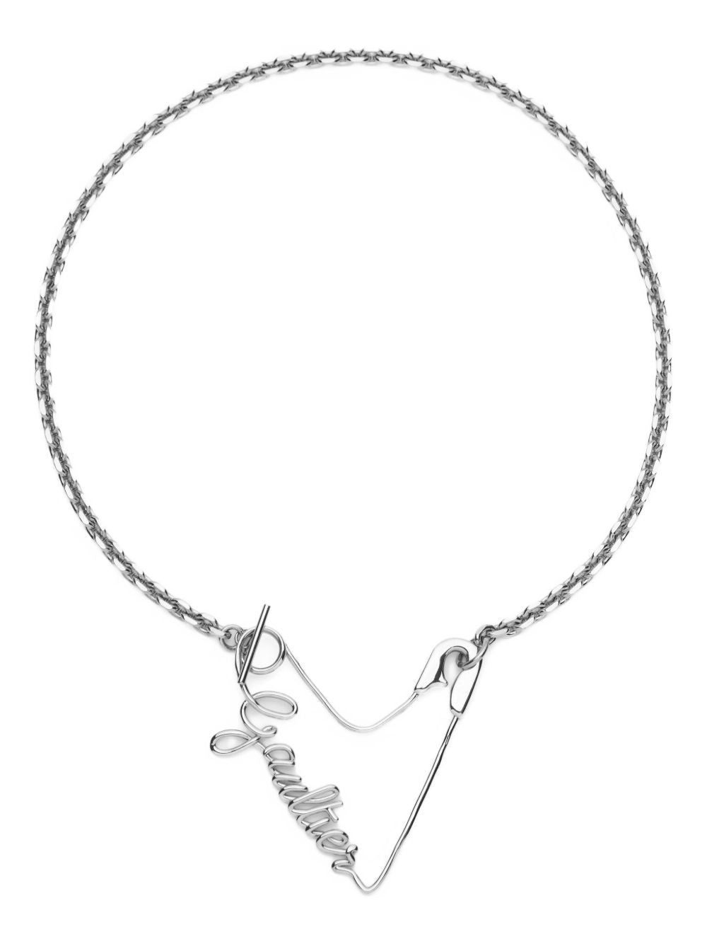 Heart-Shaped Silver Tone Metal Chain Necklace