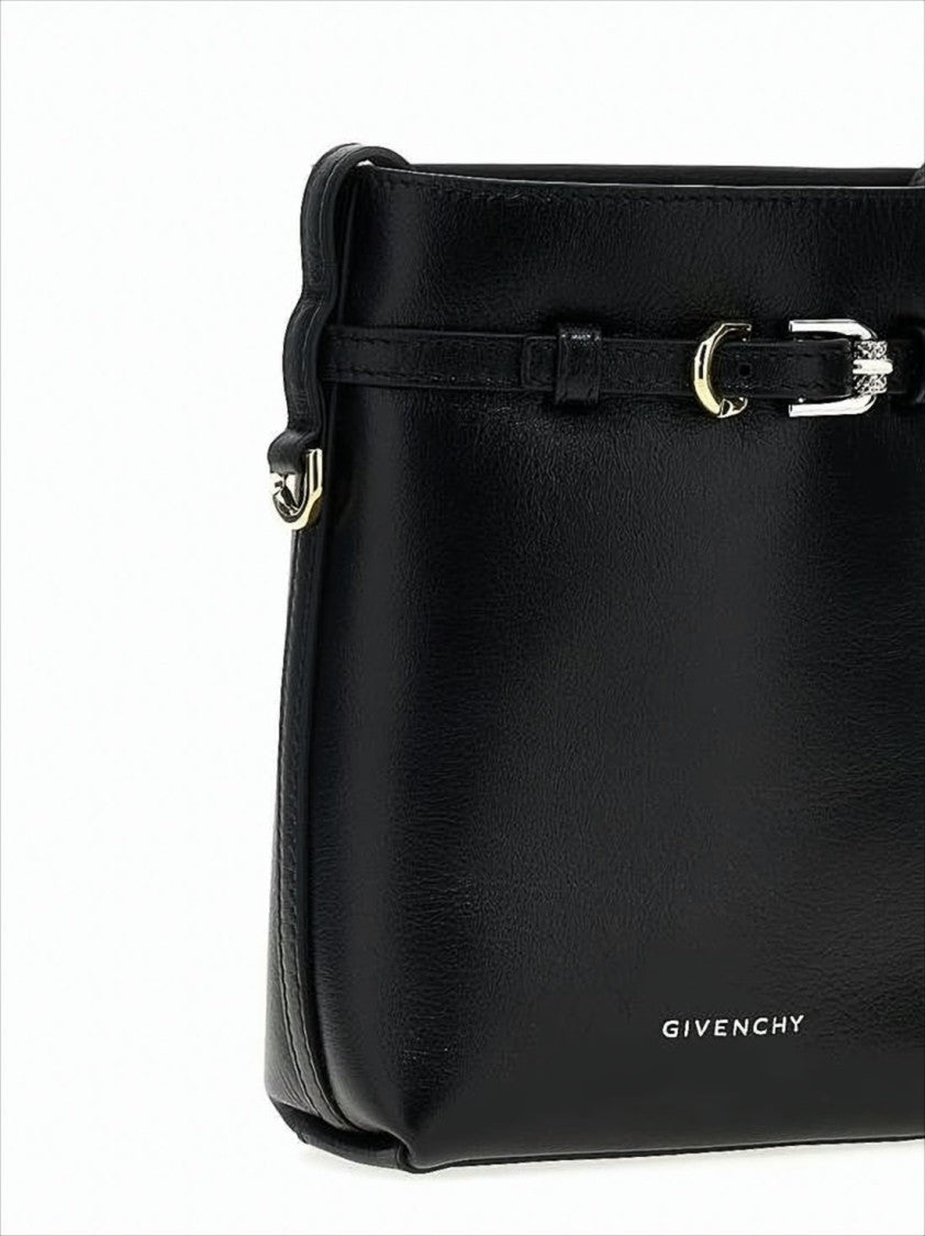 Structured Black Calf Leather Bag with Suede Interior