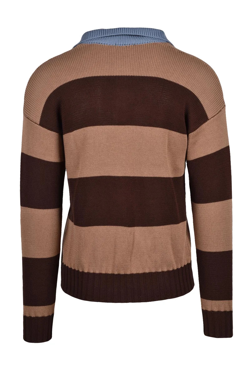 Polo Knit - Brown/Light Blue