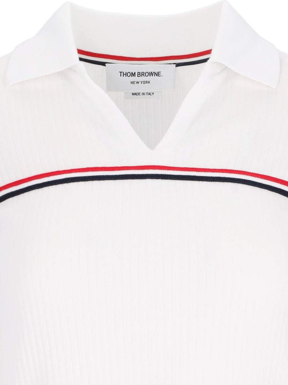 "Three Stripes" Knit Polo – White