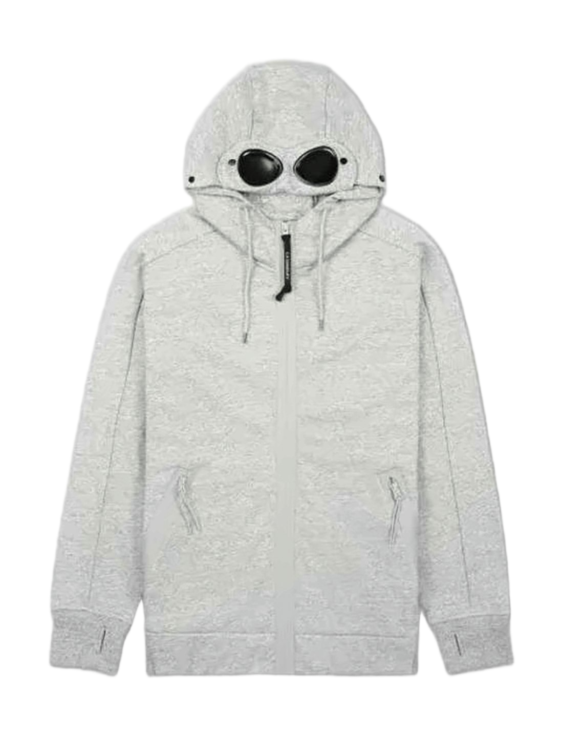 Light Grey Zip-Up Hoodie With Integrated Goggles