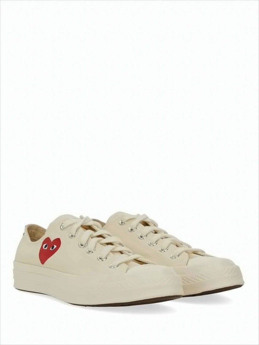 Cotton Canvas Low-Top Sneakers with Iconic Heart Graphic