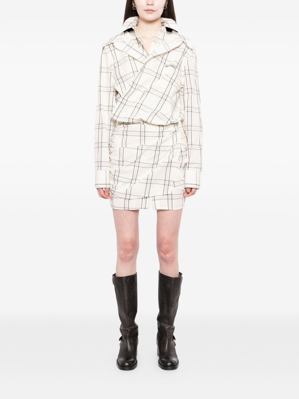 Structured Shirt-Style Dress with Asymmetrical Hem