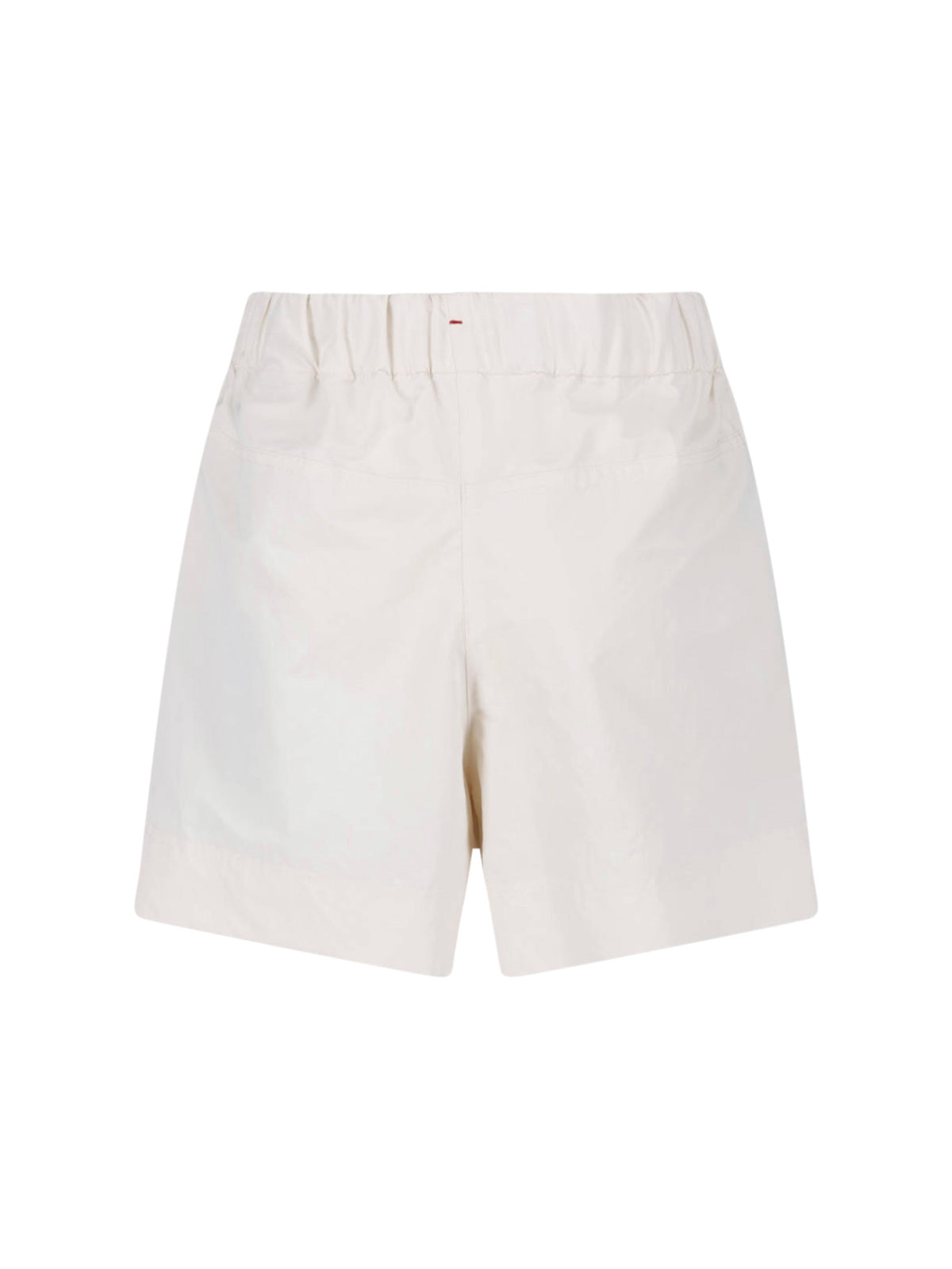 Cream Drawstring Straight Leg Fabric Shorts