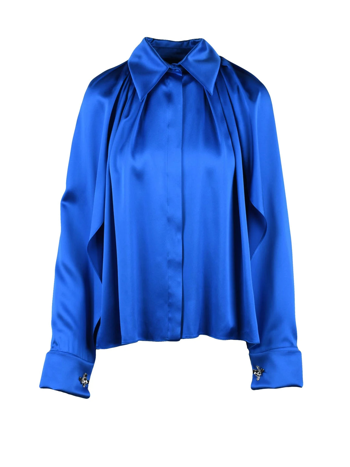 Blue Silk Satin Women Shirt