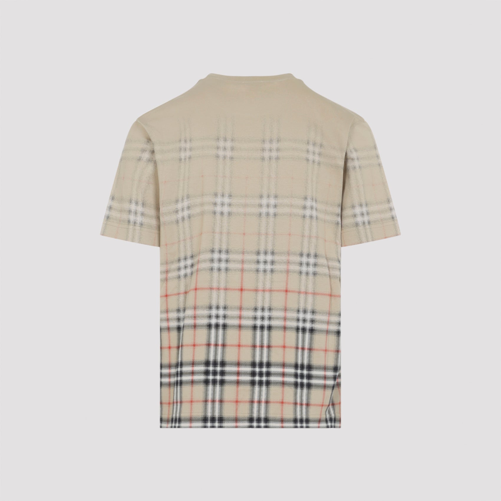 Beige Plaid Pattern Short-Sleeve T-Shirt