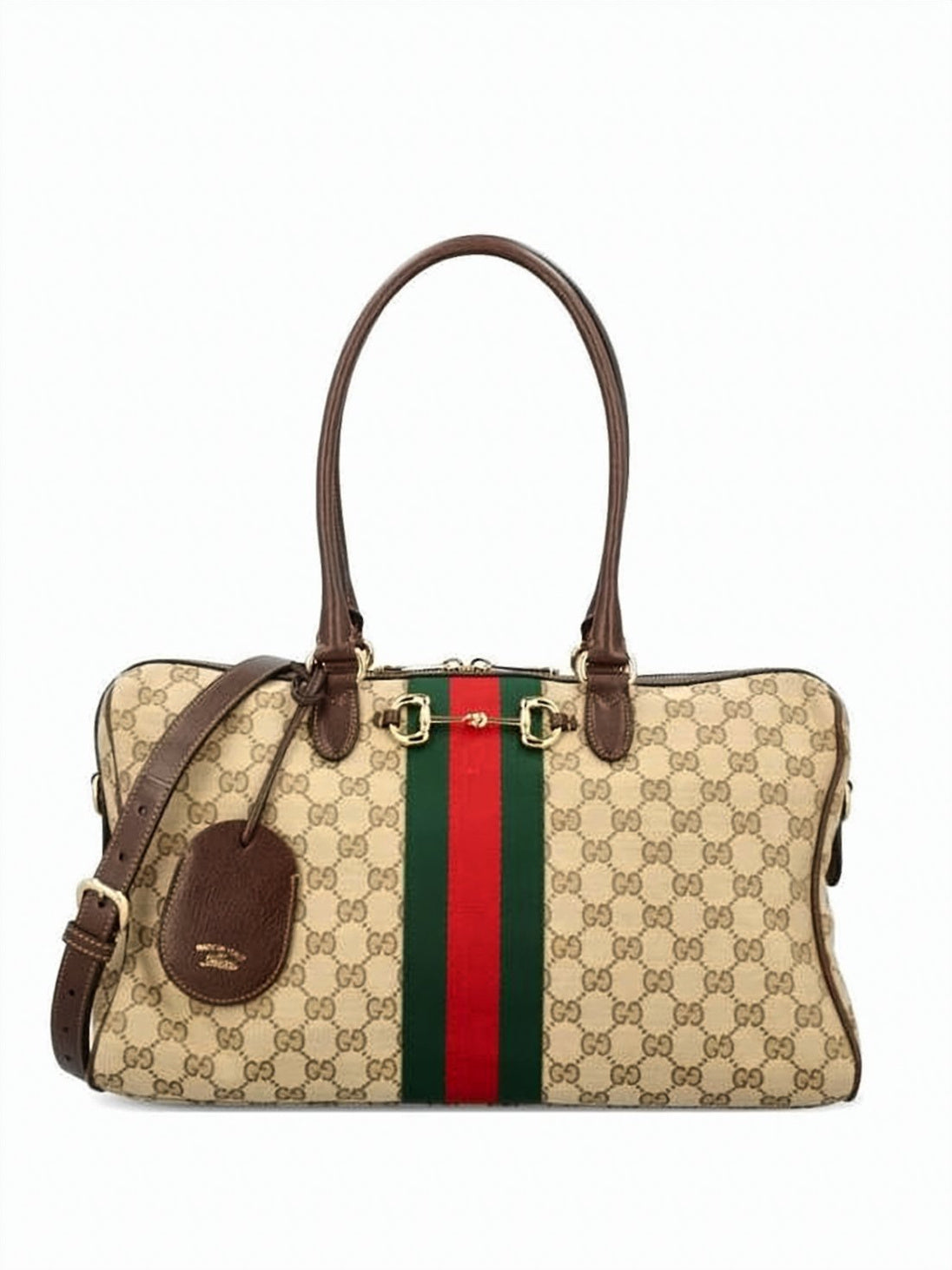 Large Boston Bag in Beige GG Canvas