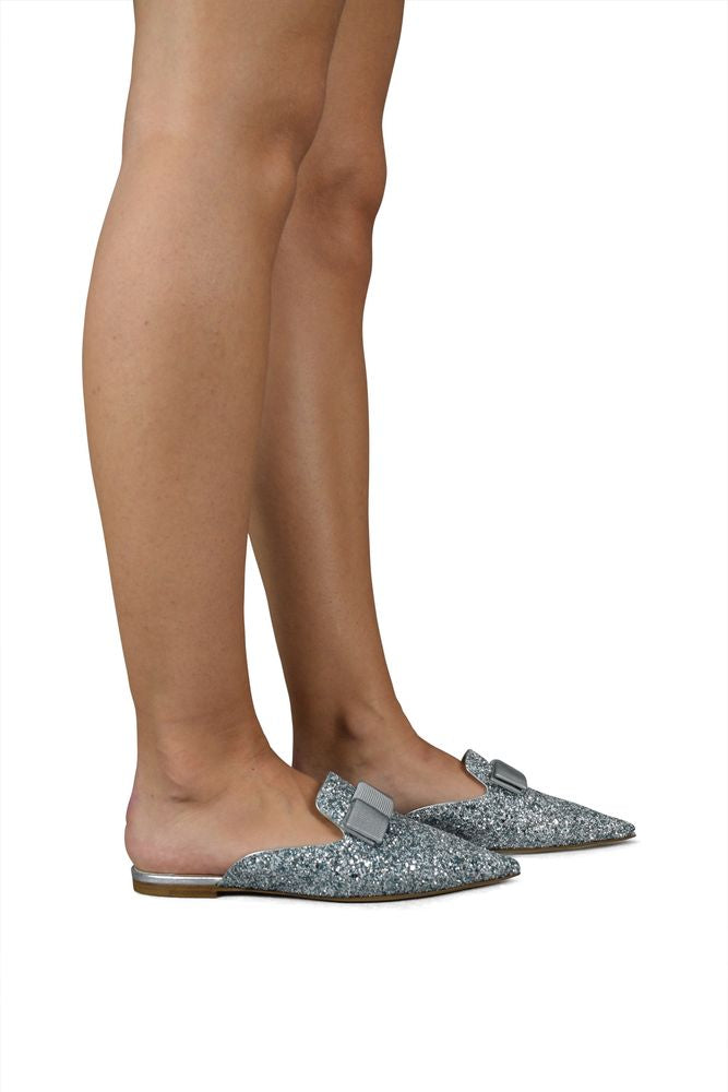 Silver Glitter Mules